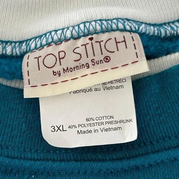 Vintage Y2K Cat Embroidered Patchwork Morning Sun Teal Double Collar Ove… - Picture 3 of 11